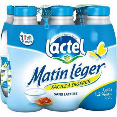 Lait Lactel Matin Léger demi-écrémé 1L (pack de 6)