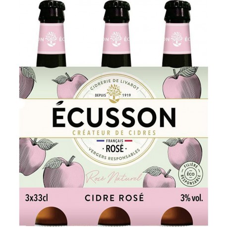 Ecusson Cidre rose naturel 3% 33cl 3%vol. (pack de 3)