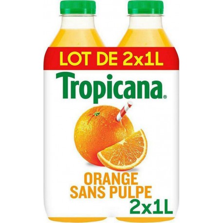 Tropicana Jus d'orange sans pulpe  1L (pack de 2)
