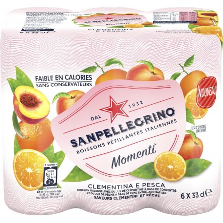 San Pellegrino Eau aromatisée gazeuse clementine et pêche 6 x 33cl