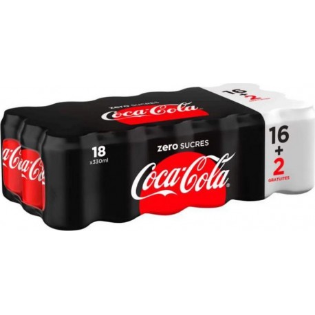 Coca-Cola ZERO BOITE 33cl (lot de 3 packs de 6 soit 18 canettes)