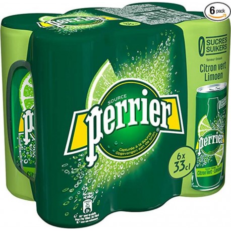 Perrier Eau minérale gazeuse saveur citron vert 6 x 33 cl (pack de 6)
