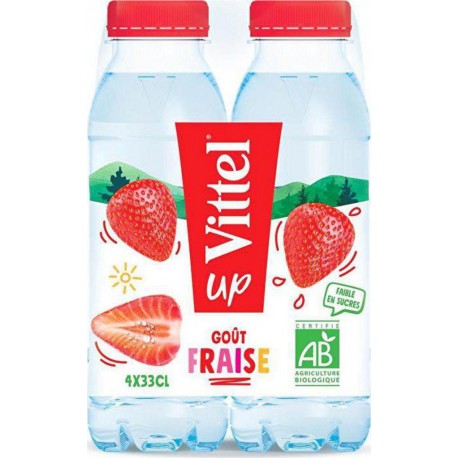 Vittel Up Eau aromatisée plate fraise 4 x 33cl (pack de 4)