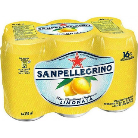 San Pellegrino Eau minérale gazeuse saveur citron 6 x 33 cl