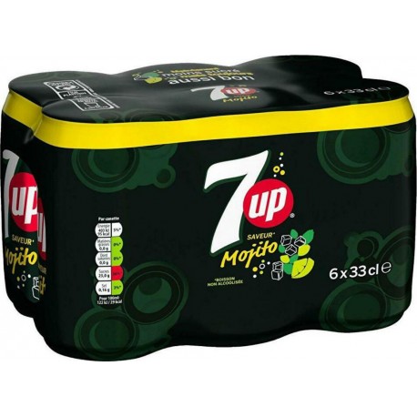 7 Up Boisson gazeuse sans alcool saveur Mojito 6 x 33cl (pack de 6)