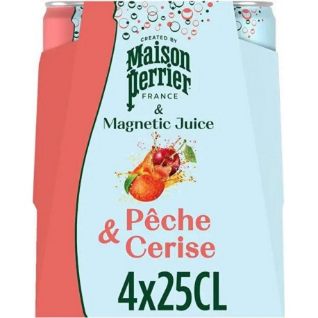 Perrier & Juice aux jus de Pêche & Cerise 25cl (pack de 4)