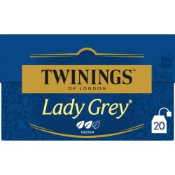 TWININGS Thé noir Lady Grey (la boite de 20 sachets)