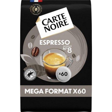 CARTE NOIRE Café dosettes Espresso n°8 compatibles Senseo (60 dosettes)