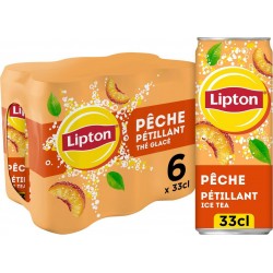LIPTON Boisson Thé Glacé Pétillant Pêche 6x33cL (pack de 6)